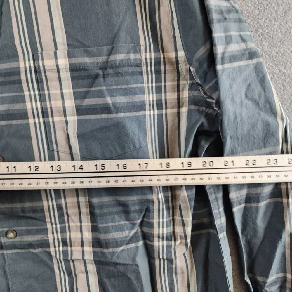 Vince Lorimer Plaid Long Sleeve Shirt Men's XL Harbor Blue Combo Button Closure
